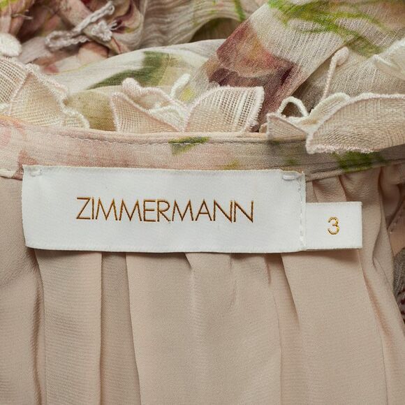 Zimmermann Pink Floral Print Silk Dancer Flutter Playsuit L - Picture 4 of 5